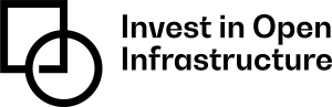 The Invest in Open Infrastructure logo: A rectangle with the words ‘Invest in Open Infrastructure’ in black on a transparent background. To the left there is a broken square and a circle linked together.